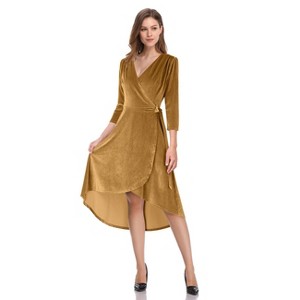 Women's Velvet V-Neck Formal Cocktail Party Dress - 1 of 4