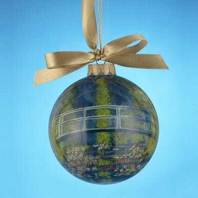 Kurt S. Adler 4" Museum Masters International Water Lily Pond Hand-Painted Glass Ball Christmas Ornament - Vibrantly Colored