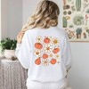 Simply Sage Market Women's Graphic Sweatshirt Distressed Flowers and Pumpkins Front and Back - 2 of 4
