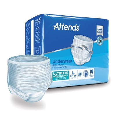 Attends Incontinence Underwear, Ultimate Absorbency, Unisex, Large, 72 Count