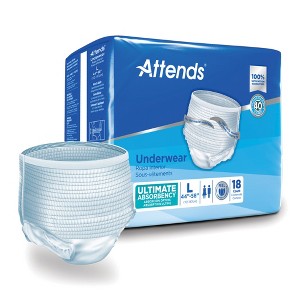 Attends Incontinence Underwear, Ultimate Absorbency, Unisex, Large, 72 Count - 1 of 3