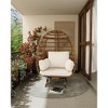 Oversized 360° Swivel Egg Chair for Outdoor, Rattan Egg-Shaped Lounger Chair with 4 Thick Cushions,350LBs Capacity PE Rattan Basket Chairs - 3 of 4