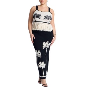 ELOQUII Women's Plus Size Intarsia Column Skirt - 1 of 4