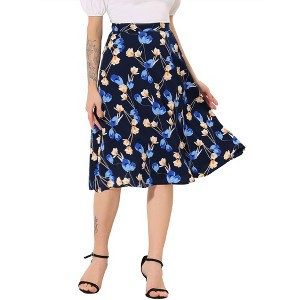 Allegra K Women's Chiffon Summer Vintage Floral Print A-Line Midi Skirts - 1 of 4