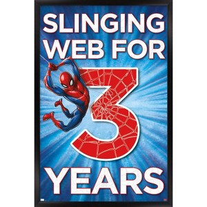 Trends International Marvel Spider-Man - Happy 3rd Birthday Framed Wall Poster Prints - 1 of 4