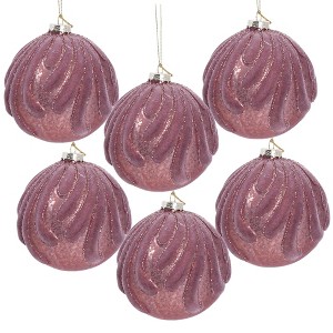 NAYSAYE Party Decoration and Accessories Set of 6 Glass Christmas Ball Ornament for Holiday Celebration and Party Decor, Purple, 3.9"*3.9"*0.09" - 1 of 4