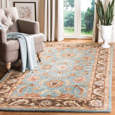 Hand-Tufted Heritage Blue and Brown Wool Area Rug, 4' x 6'