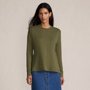 Lands' End Women's Long Sleeve Cotton Interlock Crew T-Shirt - 1 of 4