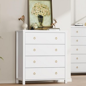 37" Farmhouse 4-Drawer Dresser, Tall Wood Storage Chest for Nursery & Bedroom, Versatile TV Stand for Living Room or Entryway - 1 of 4