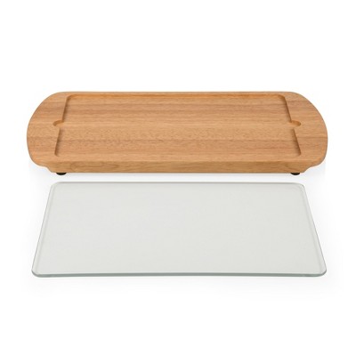 Elegant Frozen 2 Rectangular Rubberwood Serving Tray with Removable Glass Top