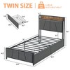 Twin-XL Size Bed Frame with 2 Storage Drawers and Charging Station - 2 of 4
