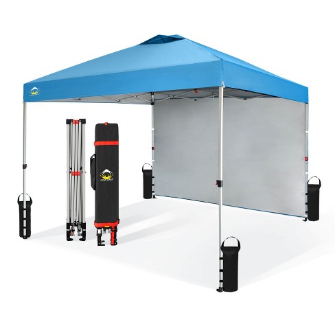 Crown Shades 10x10 Pop Up Canopy With 1 Side Wall Beach Tent With One Push Setup Sky Blue Target