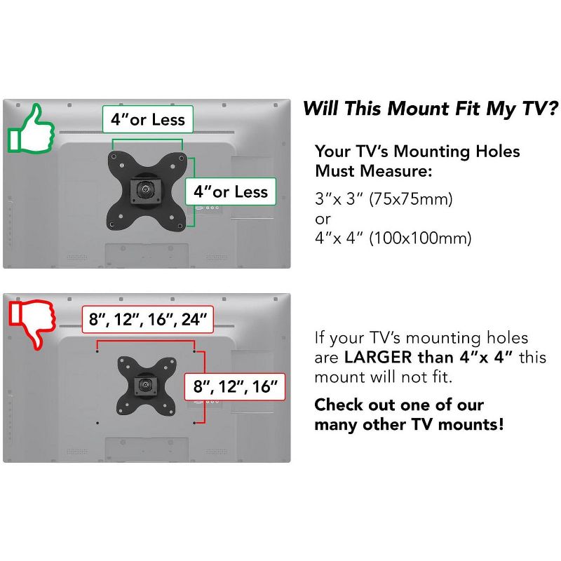 Mount-It! TV Wall Mount, Universal Fit for 19 - 40 in. TVs & Computer Monitors | Full Motion Tilt & Swivel 14 Extension Arm | VESA 75, 100 Compatible, 5 of 9