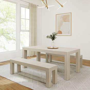 Plank+Beam Farmhouse Dining Table Set with 2 Benches, Table for Dining Room/Kitchen, Seats 6, 72 Inch