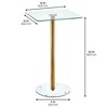 iDesign Square Pedestal Drink Table for Small Spaces - Clear/Soft Brass - 3 of 4
