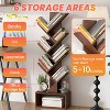 FDW 7 Tier Tree Bookshelf Rustic Brown Floor Standing Bookcase with Storage Cabinet, Tall Narrow Bookshelves Organizer for Bedroom Living Room Office - 4 of 4