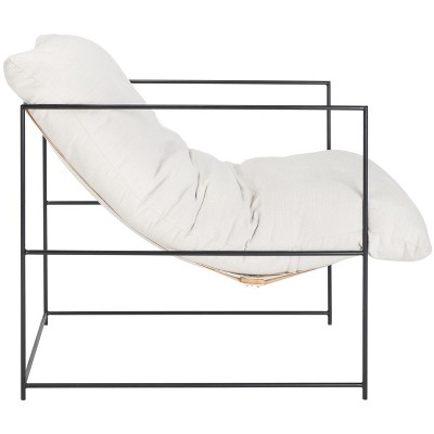 Ivory Pillow Top Luxe Accent Chair with Black Iron Frame