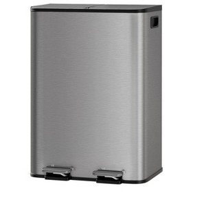 Double compartment kitchen trash can, rectangular trash can with removable inner bucket, suitable for restaurants and hotels - 1 of 4