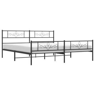 vidaXL Black Metal Bed Frame with Headboard and Footboard - Classic Modern Design