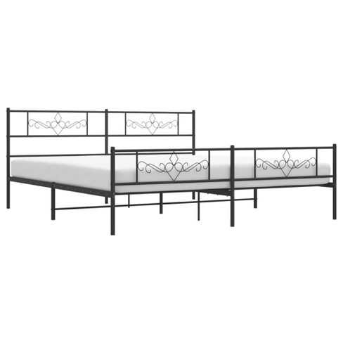 vidaXL Black Metal Bed Frame with Headboard and Footboard - Classic Modern Design - image 1 of 4