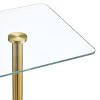iDesign Square Pedestal Drink Table for Small Spaces - Clear/Soft Brass - 4 of 4