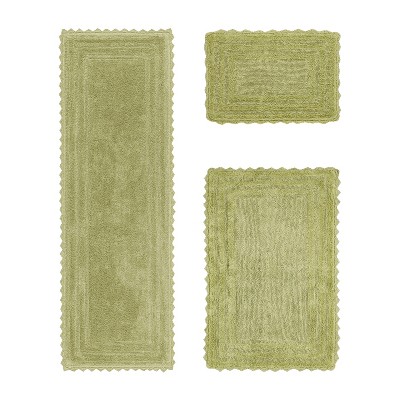 Lilly Crochet Collection 100% Cotton Tufted Reversible 3-Piece Bath Rug Set – Super Absorbent, Machine Washable Bathroom Mats with Crochet Pattern