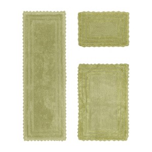 Lilly Crochet Collection 100% Cotton Tufted Reversible 3-Piece Bath Rug Set – Super Absorbent, Machine Washable Bathroom Mats with Crochet Pattern - 1 of 4