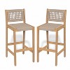 Christopher Knight Home Murley Outdoor Acacia Wood and Woven Rope Bar Stools (Set of 2) - 2 of 4