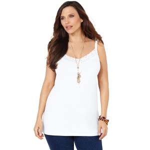 Catherines Women's Plus Size Suprema Cami With Lace - 1 of 4