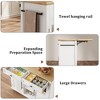 Foldable Kitchen Island Cart with Drop Leaf Top - 2 Glass Doors, Spice Rack, Towel Holder, Compact Mobile Cart with Wheels, for Kitchens, Dining Rooms - 3 of 4