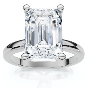 Pompeii3 3Ct Emerald Solitaire Moissanite Engagement Ring in White Yellow or Rose Gold - 1 of 4