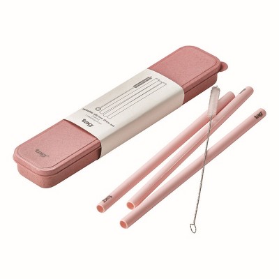 tagltd Reusable Silicone Straw Set Pink