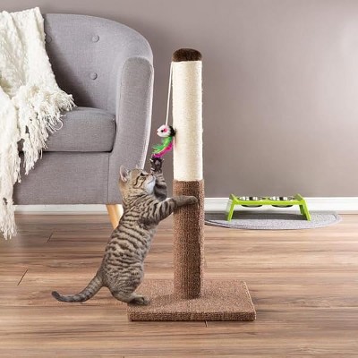 PETMAKER Cat Scratching Post, 12" L X 12" W X 24.5" H, 4.36 LBS, Brown / White