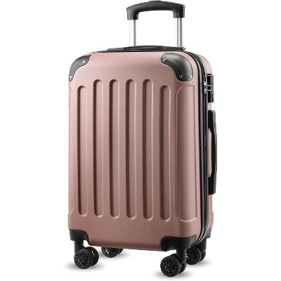 LUGGEX Carry On Luggage for Airplanes, Travel Suitcases with Spinner Wheels, Carry On 20 Inch, White Brown