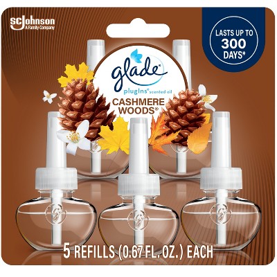 Glade PlugIns Scented Oil Air Freshener Refills Cashmere Woods - 3.35 fl oz/5ct