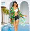 LA LEELA Women's Summer Duster Vacation Beach Wear Mini Bathing Suit Cardigans Holiday Swimwear Coverups Large-X-Large Blue, Floral - image 2 of 4