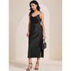 INSPIRE CHIC Women Satin Maxi Elastic High Waist Side Slit Flowy Long for Party Wedding Skirt - 2 of 4