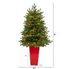 Nearly Natural 3.5-ft Yukon Mountain Fir Artificial Christmas Tree with 50 Clear Lights and Pine Cones in Red Planter - 2 of 4