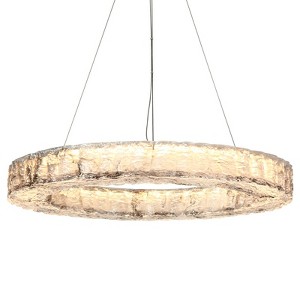 LNC Janelreid 1-Lights 31.5" Luxury and Glam Circle Resin Integrated LED Chandelier, Silver - 1 of 4