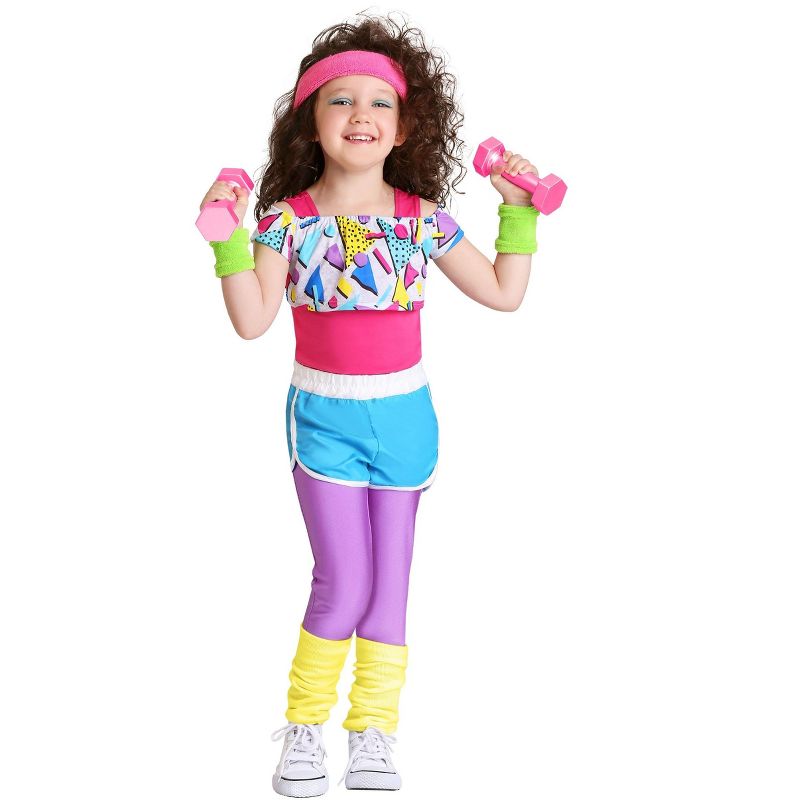 HalloweenCostumes.com Work It Out 80's Costume for Toddler Girls, 3 of 4