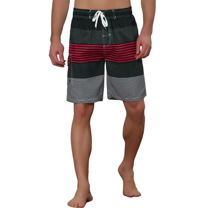 Lars Amadeus Men's Striped Printed Color Block Summer Swimming Board Shorts, 5 of 6