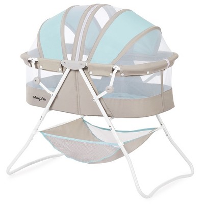 Blue and Gray Lightweight Polyester Foam Bassinet with Canopy