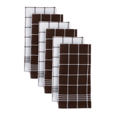 Mocha Brown Waffle Weave Cotton Kitchen Towel Set