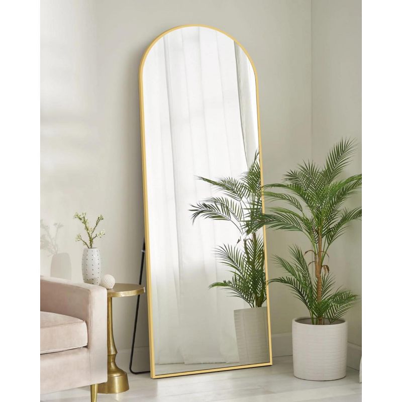 Serio 65" Height x 22" Width Oversize Arch-Crowned Top Full Length Floor Mirror with Stand,Large Arched Wall Mirror-The Pop Home, 3 of 9