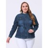 Agnes Orinda Women's Plus Size Outerwear Zip Closure Drawstring Denim Jacket - 2 of 4
