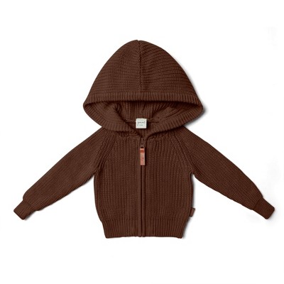 Image of goumikids baby organic cotton knit hoodie - hide 0-3m