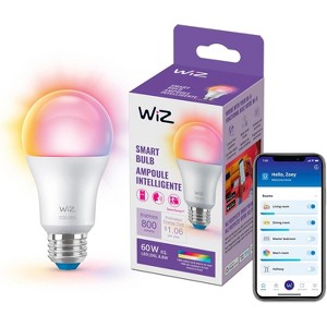 WiZ 60W A19 LED Smart Bulb – Wi-Fi, E26 Base, Voice/App Control, Motion Activation, Matter Compatible – 1 Pack - 1 of 3
