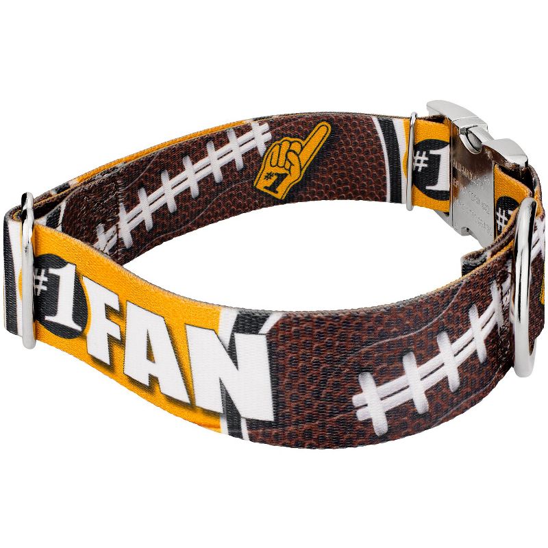 Country Brook Petz 1 1/2 Inch Premium Black and Gold Football Fan Dog Collar Limited Edition, 3 of 5