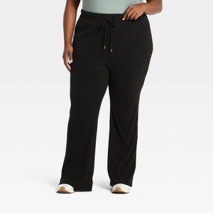 Women's Mid-Rise Ribbed Flare Pants - Universal Thread™ - 1 of 3