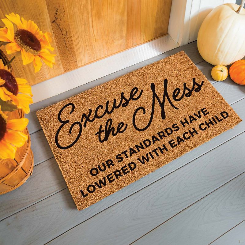 Evergreen 16 x 28 Inches Excuse the Mess Door Mat | Non-Slip Rubber Backing | Dirt catching Natural Coir | Indoor and Outdoor Home Decor, 2 of 7